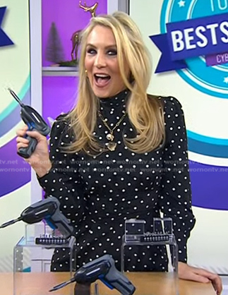 Chassie’s black polka dot jumpsuit on Today