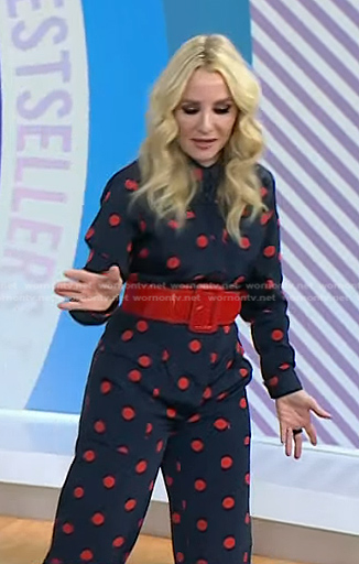 Chassie’s navy and red polka dot jumpsuit on Today
