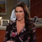 Chloe’s black fruit print wrap dress on Days of our Lives