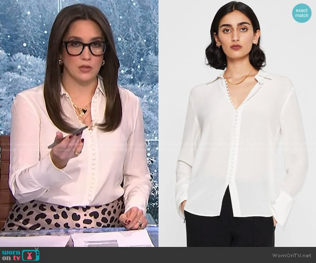Club Monaco Helek Silk Shirt worn by Savannah Sellers on NBC News Daily