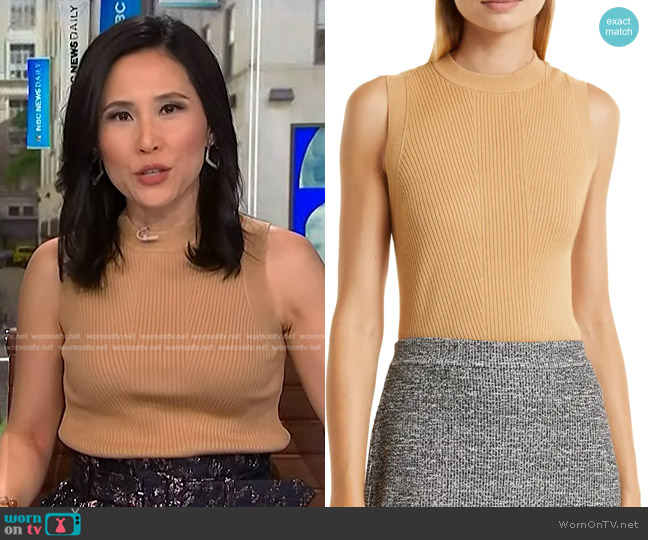 Club Monaco Directional Rib Sleeveless Sweater worn by Vicky Nguyen on NBC News Daily