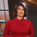 Dana Jacobson’s red twist neck dress on CBS Mornings