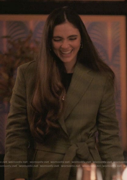 Dani’s green plaid blazer with belt on The L Word Generation Q