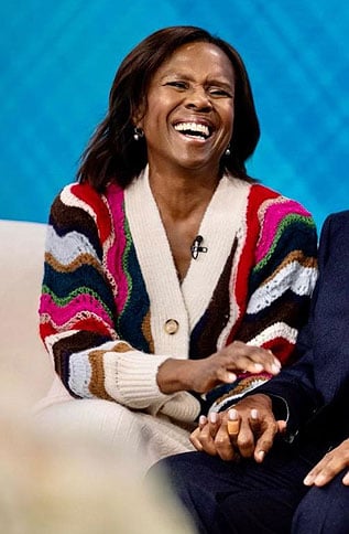 Deborah Roberts’s multi-color striped cardigan on Today