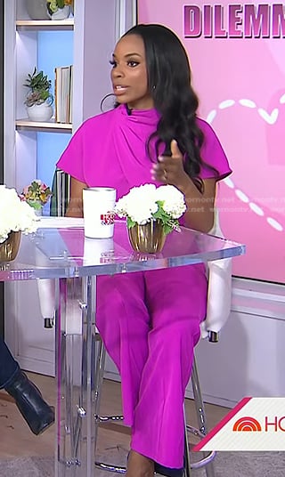 Devyn Simone’s pink gathered jumpsuit on Today