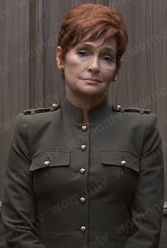 Diane’s olive green military style jacket on General Hospital