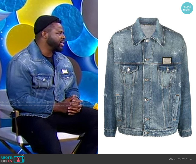 Dolce & Gabbana Distressed Denim Jacket worn by Winston Duke on Good Morning America