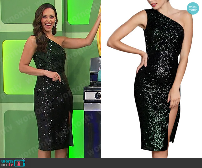 Dress the Population Palmer Sequin Dress in Pine Multi worn by Alexis Gaube on The Price is Right