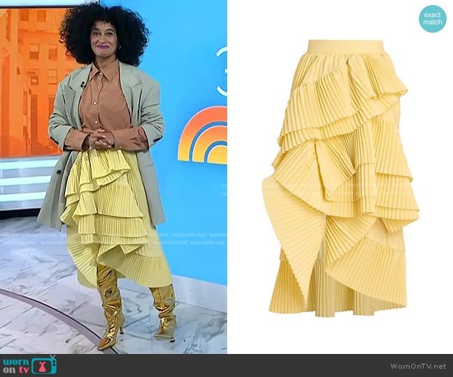 Dries Van Noten Seda Tiered Fanned Midi-Skirt worn by Tracee Ellis Ross on Today