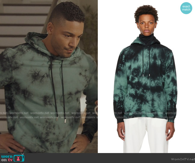 Dries Van Noten Green Tie-Dye Hoodie worn by Jordan Baker (Michael Evans Behling) on All American