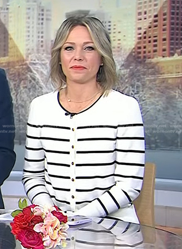 Dylan’s white striped cardigan on Today