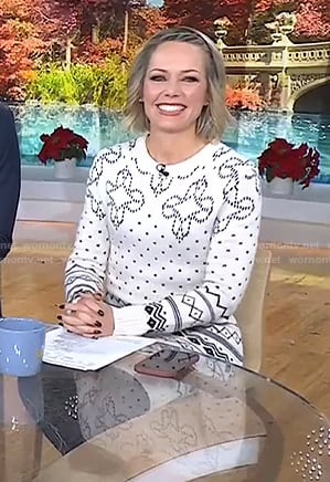 Dylan’s white printed sweater dress on Today