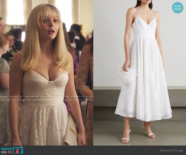 Erdem Rea Belted Lace Midi Dress worn by Audrey Hope (Emily Alyn Lind) on Gossip Girl