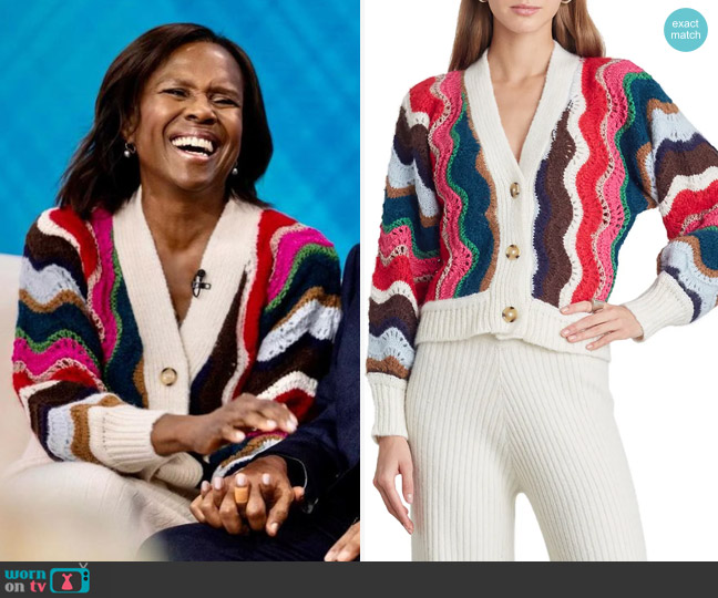 Eleven Six Taylor Chevron Stripe Cardigan worn by Deborah Roberts on Today