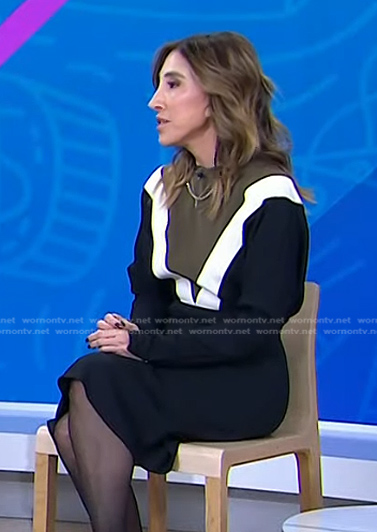 Dr. Elisa Hallerman’s black colorblock dress on Today