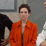 Elizabeth’s red coat with gold buttons on General Hospital