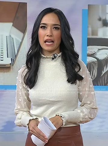 Emilie Ikeda’s white ribbed sheer sleeve sweater on Today