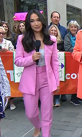 Emilie’s pink jacket and belted pants on Today