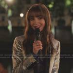 Emily’s metallic blazer on Emily in Paris