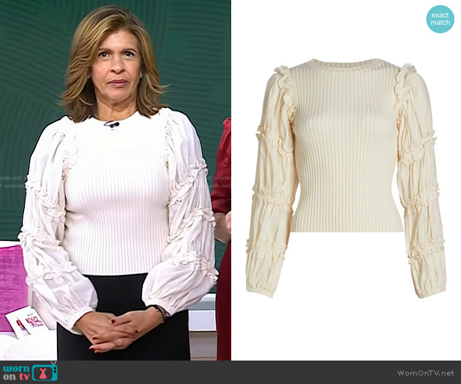 En Saison Lucille Mixed-Media Blouse worn by Hoda Kotb on Today