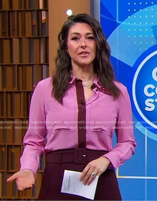 Erielle’s pink embroidered collar blouse on Good Morning America