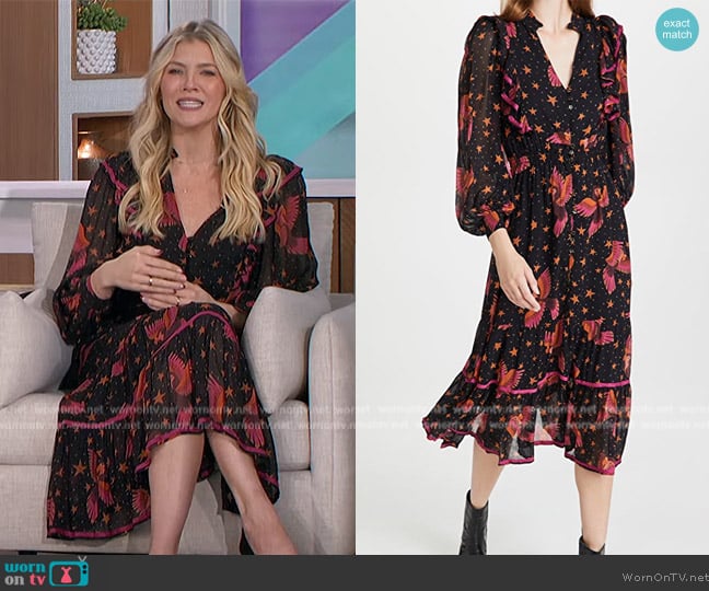 Farm Rio Black Macaws Maxi Dress worn by Amanda Kloots on The Talk
