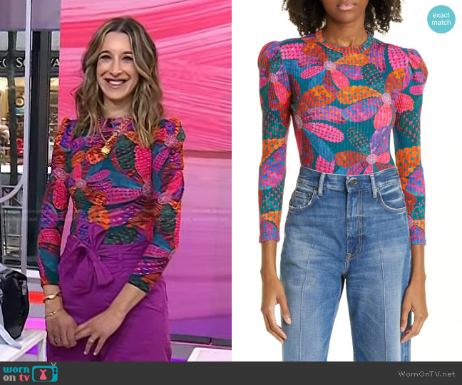 Farm Rio Heart Daisy Bodysuit worn by Andrea Lavinthal on Today