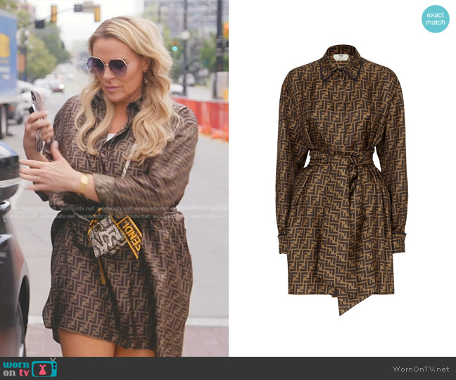WornOnTV: Heather's brown Fendi logo print dress on The Real