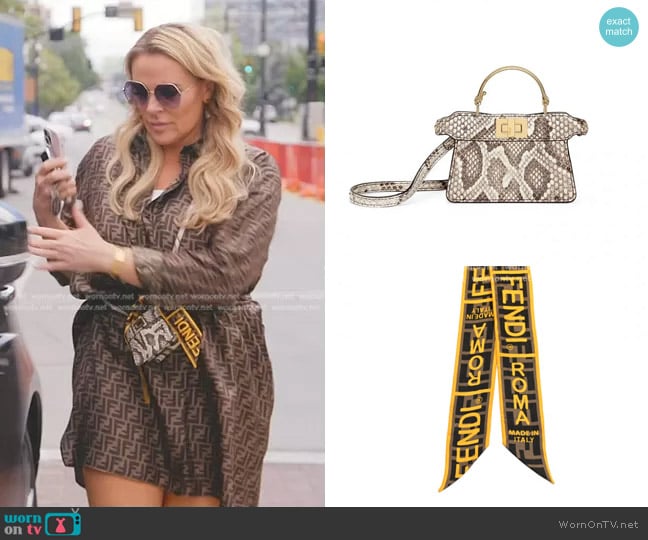 Fendi Peekaboo Iseeu Micro Bag in Python Skin worn by Heather Gay on The Real Housewives of Salt Lake City