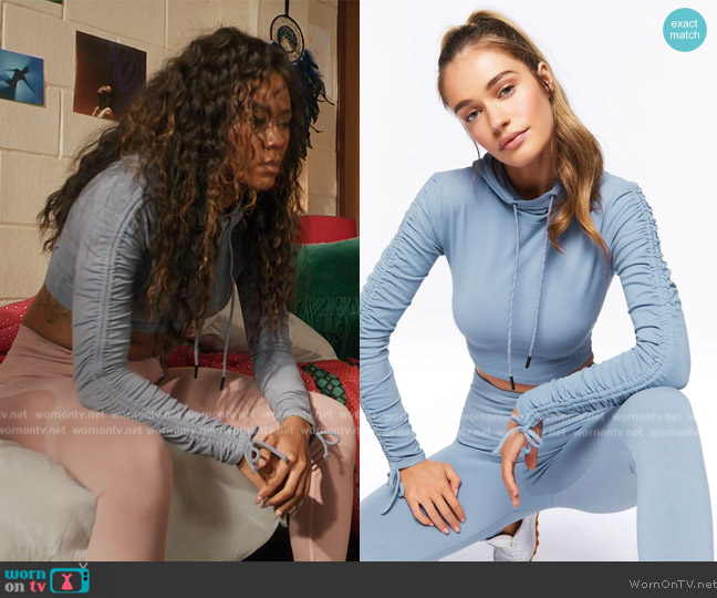 Forever 21 Active Hooded Crop Top worn by Keisha (Netta Walker) on All American Homecoming
