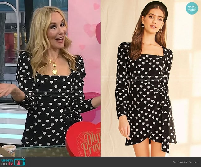 Forever 21 Heart Print Mock Wrap Dress worn by Chassie Post on Today