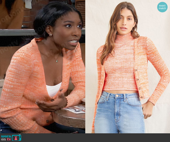 Forever 21 Marled Cardigan Sweater worn by Trina Robinson (Tabyana Ali) on General Hospital