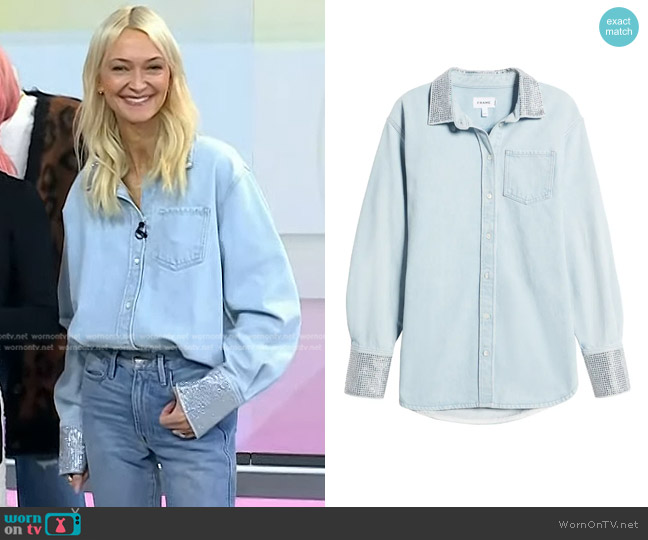 Frame Rhinestone Detail Cotton Denim Shirt worn by Zanna Roberts Rassi on Today