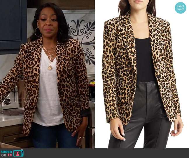 Frame Leopard Print Classic Blazer worn by Tina Butler (Tichina Arnold) on The Neighborhood