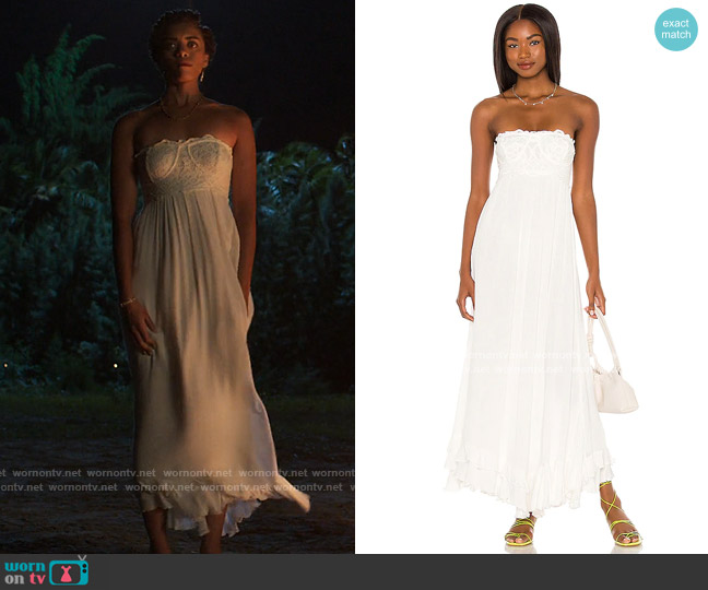 Free People Adella Corset Maxi Dress worn by Ruby Akuda (Kiara Barnes) on Fantasy Island
