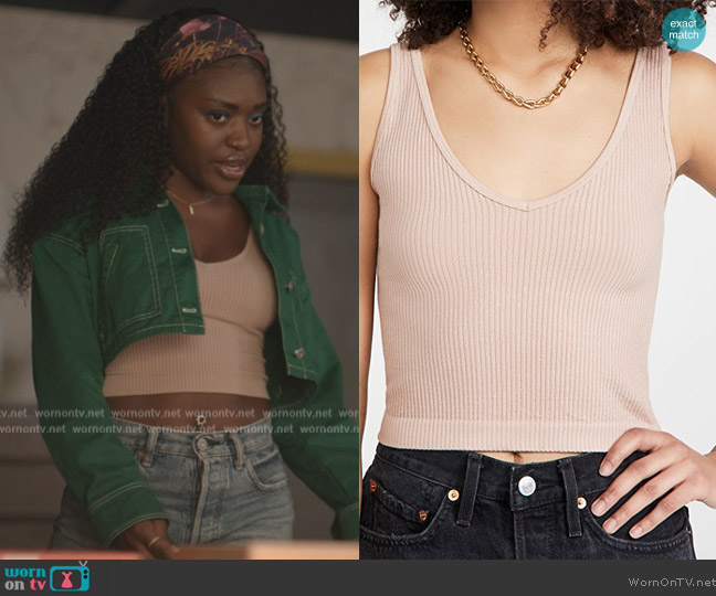 Free People Solid Rib-Knit Crop Tank worn by Tasha Rivers (Zuri Reed) on National Treasure: Edge of History