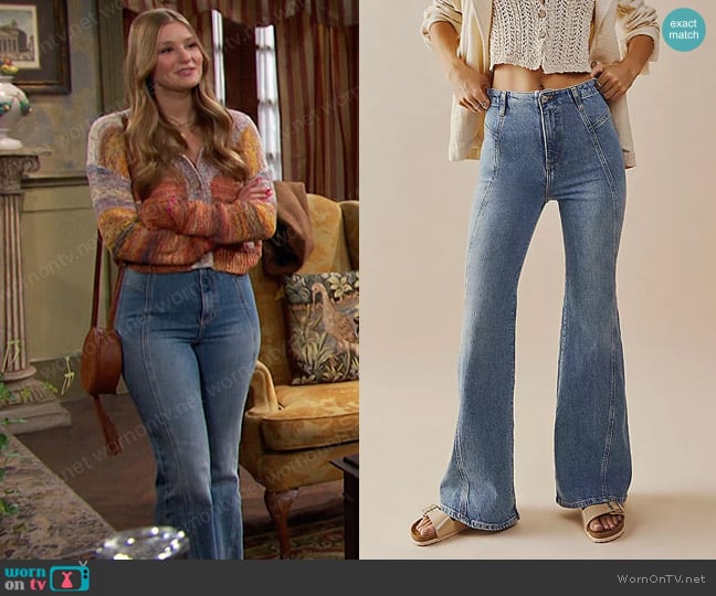 We The Free Florence Flare Jeans in Yosemite Blue worn by Alice Caroline Horton (Lindsay Arnold) on Days of our Lives