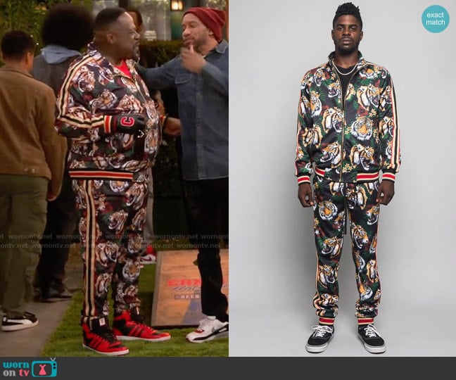 G Striped Tiger Track Suit Set from G Style USA worn by Calvin (Cedric The Entertainer) on The Neighborhood