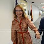 Gabby Giffords’s beige chain print shirtdress on Good Morning America
