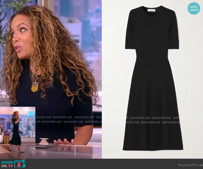 Gabriela Hearst Seymore wool, cashmere and silk-blend midi dress worn by Sunny Hostin on The View