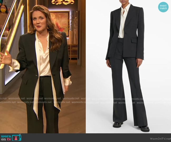 Gabriela Hearst Bertha virgin wool blazer worn by Drew Barrymore on The Drew Barrymore Show