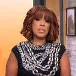 Gayle King’s black chain print dress on CBS Mornings