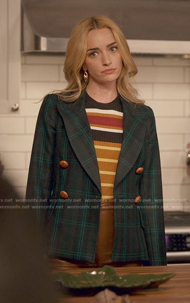 Georgia’s striped top and green plaid blazer on Ginny & Georgia