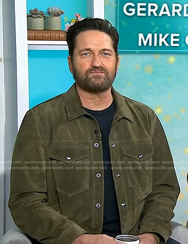 Gerard Butler’s green suede jacket on Good Morning America
