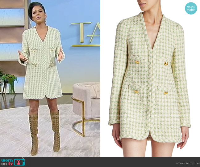 Giambattista Valli Long-Sleeve Plaid Minidress worn by Tamron Hall on Tamron Hall Show