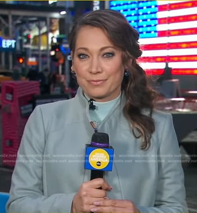 Ginger’s wool wrap coat on Good Morning America