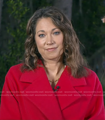 Ginger’s red wrap coat on Good Morning America