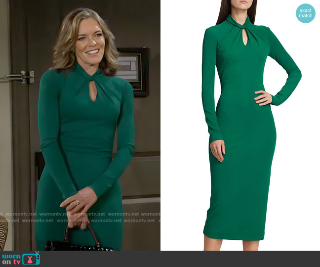 Giorgio Armani Twisted-Neck Jersey Midi-Dress worn by Diane Jenkins (Susan Walters) on The Young and the Restless