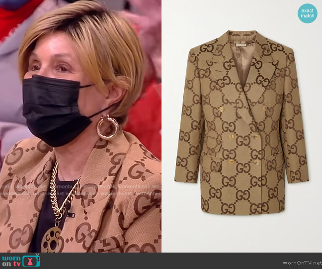 Gucci Double-breasted cotton-blend canvas-jacquard blazer worn by Rosa Beza on The View