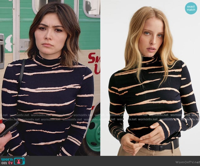 H&M Polo Neck Top worn by (Daniella Pineda) on Home Economics